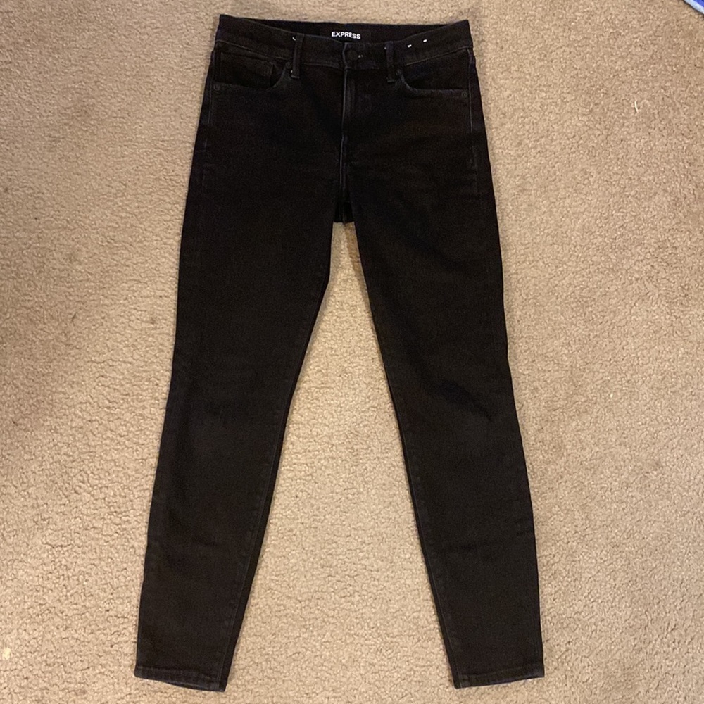 EXPRESS Mid Rise Black Skinny Jeans